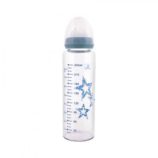 СТЪКЛЕНО ШИШЕ ANTI COLIC 240 МЛ MOONLIGH BLUE