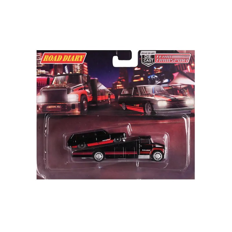 0ce478caf8c0f1384f2ac25a993ca938 Метален камион с кола 1:64 /черен/ - Image 1