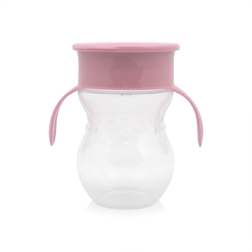 10230540002 ЧАША НЕРАЗЛИВАЩА 360 ГРАДУСА РОЗОВА 270ml с дръжки - Image 1