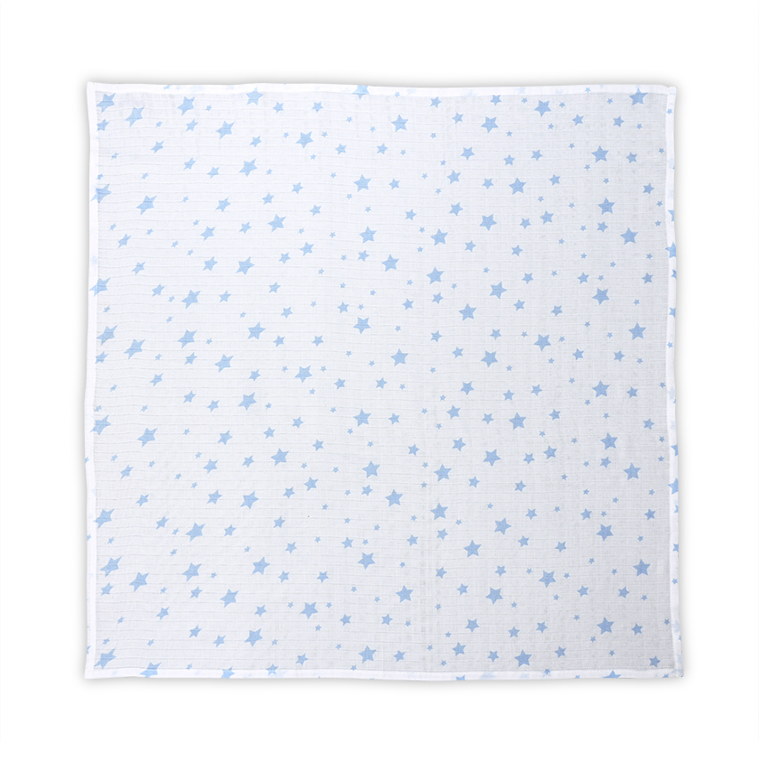 10340092304 ПАМУЧНА ПЕЛЕНА 80/80 СМ WHITE WITH AQUATIC STARS - Image 1