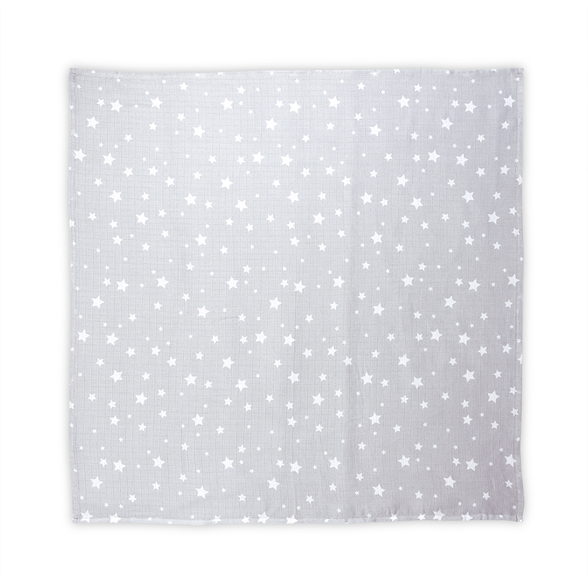 10340092308 ПАМУЧНА ПЕЛЕНА 80/80 СМ GREY WITH STARS - Image 1