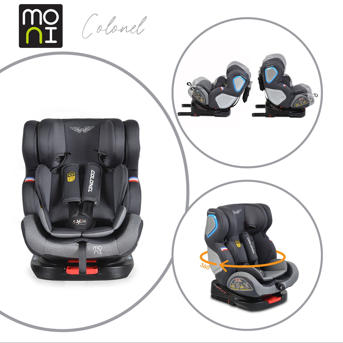 151109 Стол за кола Colonel 360° с Isofix светлосив - Image 1