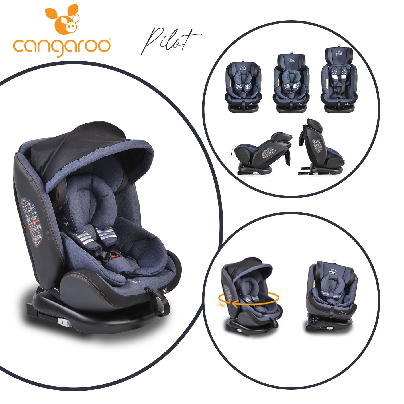 151953 Стол за кола Pilot 360° с Isofix деним - Image 1