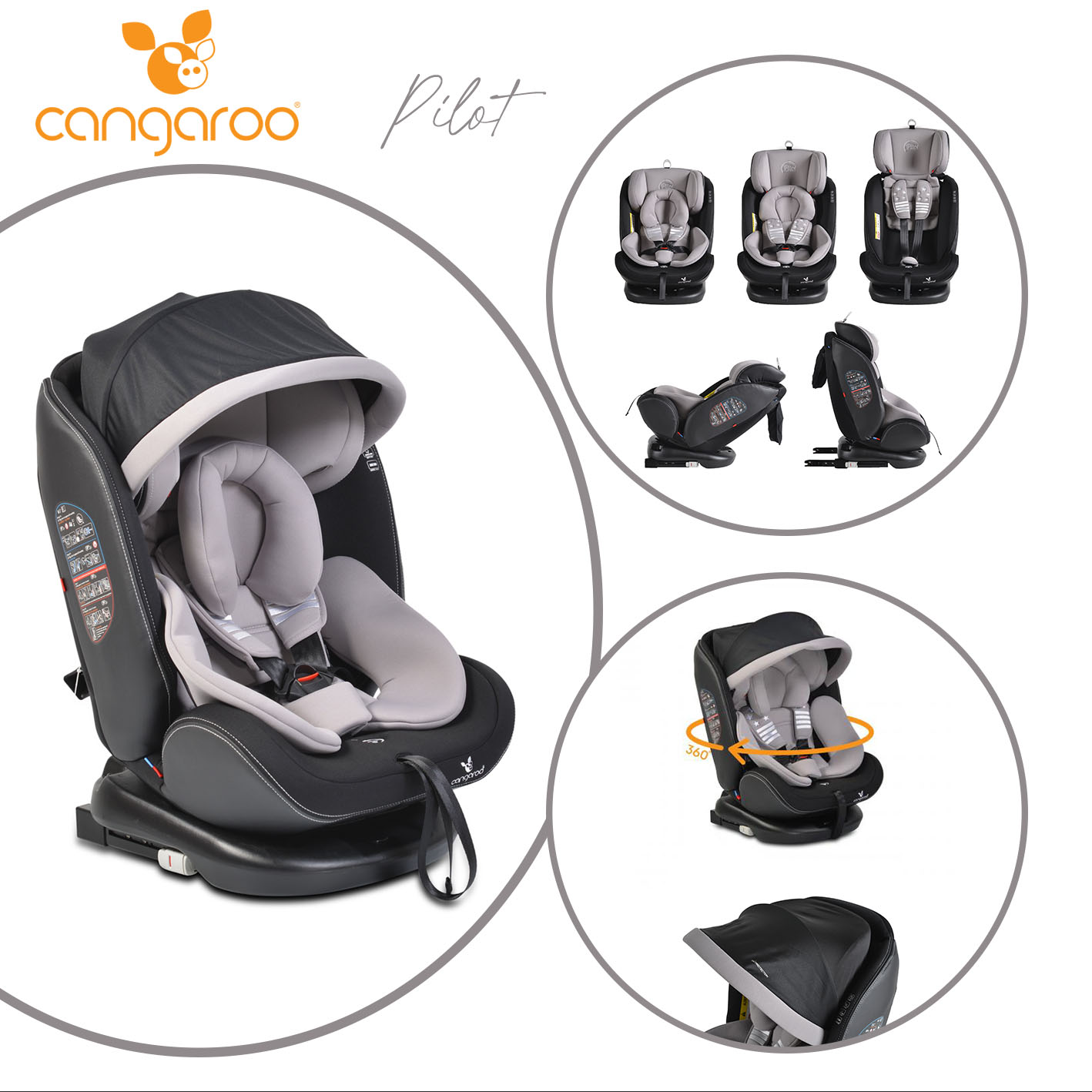 151971 Стол за кола Pilot 360° с Isofix сив - Image 1