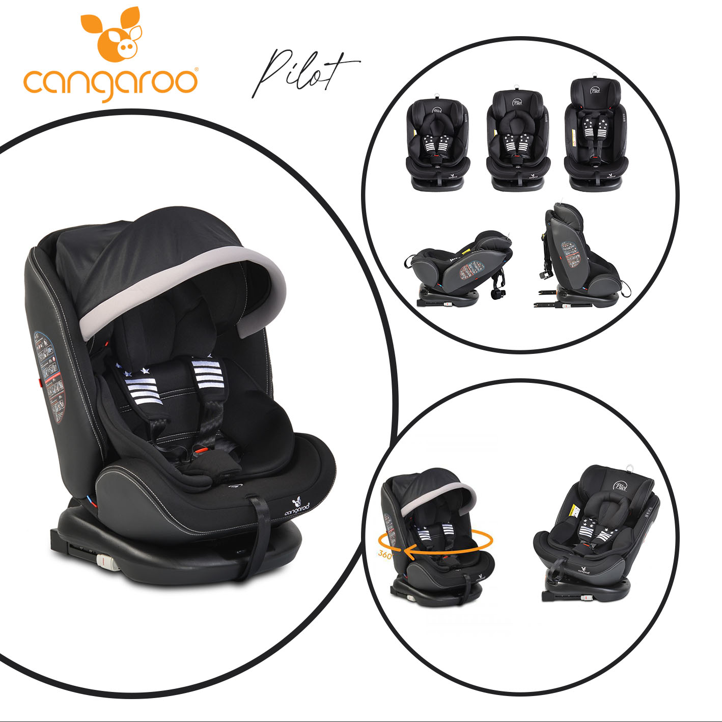 159363 Стол за кола Pilot 360° с Isofix черен - Image 1