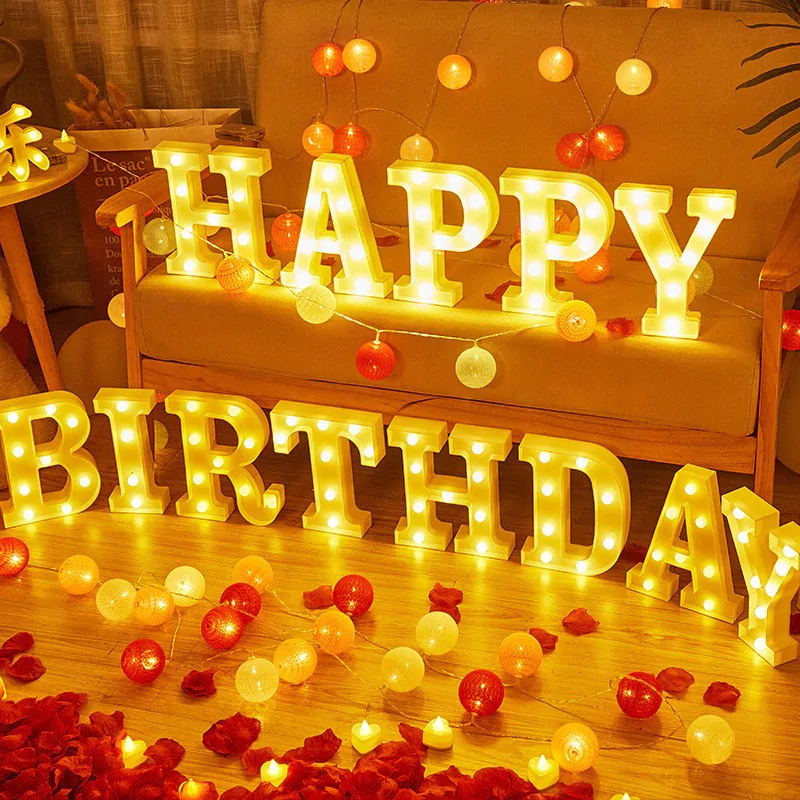 1c0e037ab565641f59b02e9e8238ef01 Комплет светещи LED букви - Happy Birthday /ПВЦ/ - Image 1