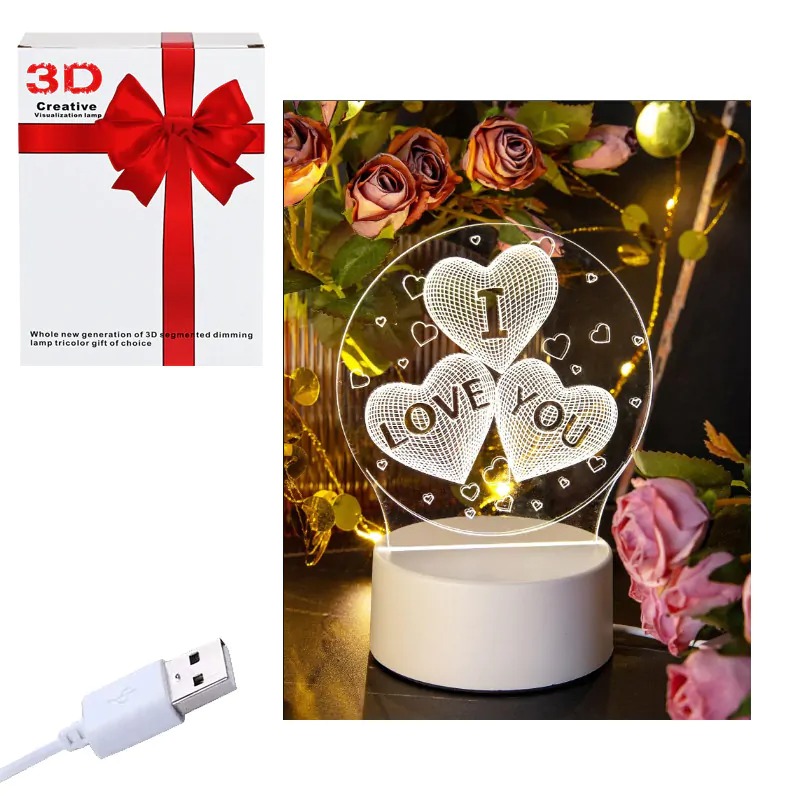 266a4a158ba54b2c3819d39d60f2057e Интериорна 3D - LED настолна лампа - I LOVE U - Image 1
