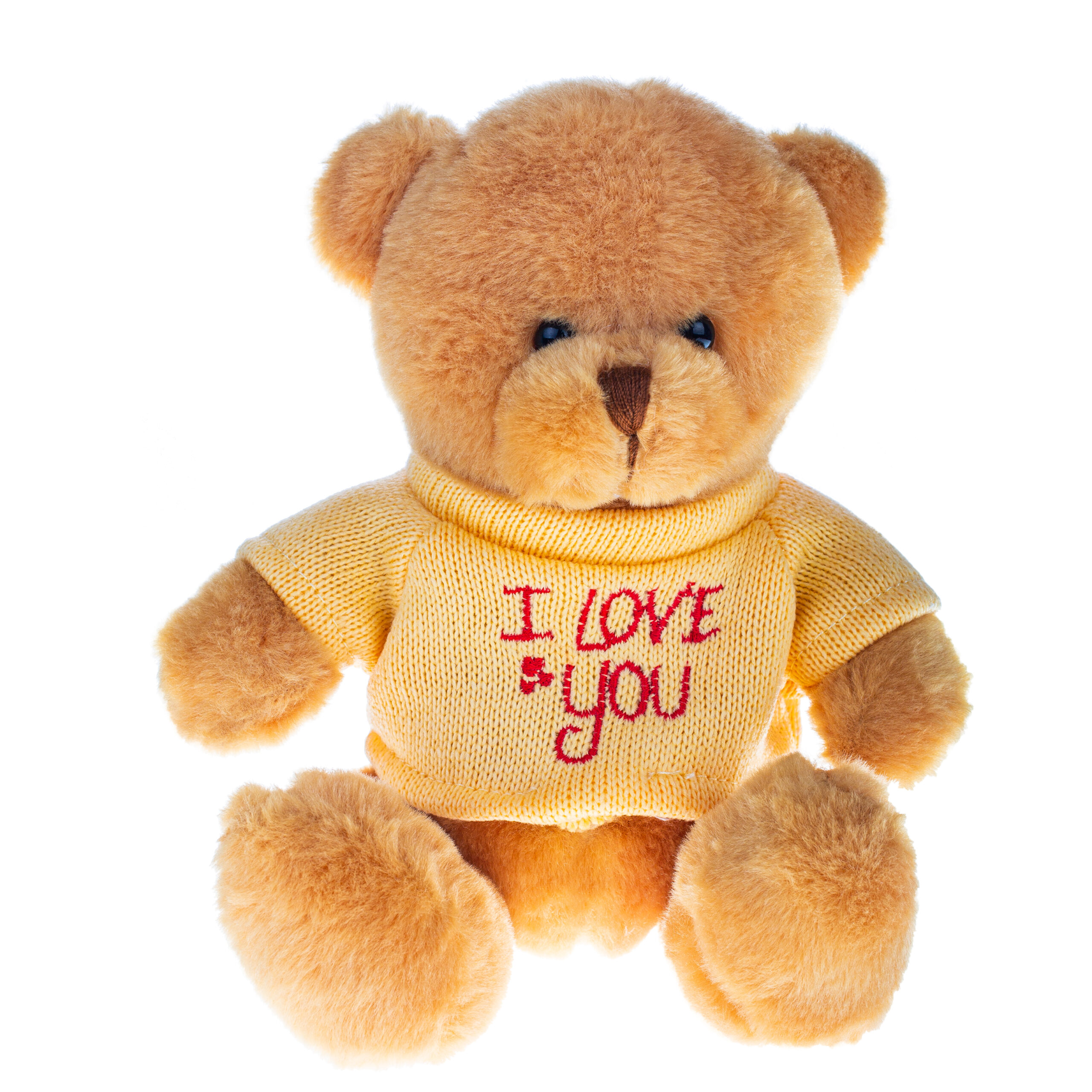 469490edc8f70131d27464c3cbd2d11d Плюшено мече с жълт пуловер "I love you" - Image 1