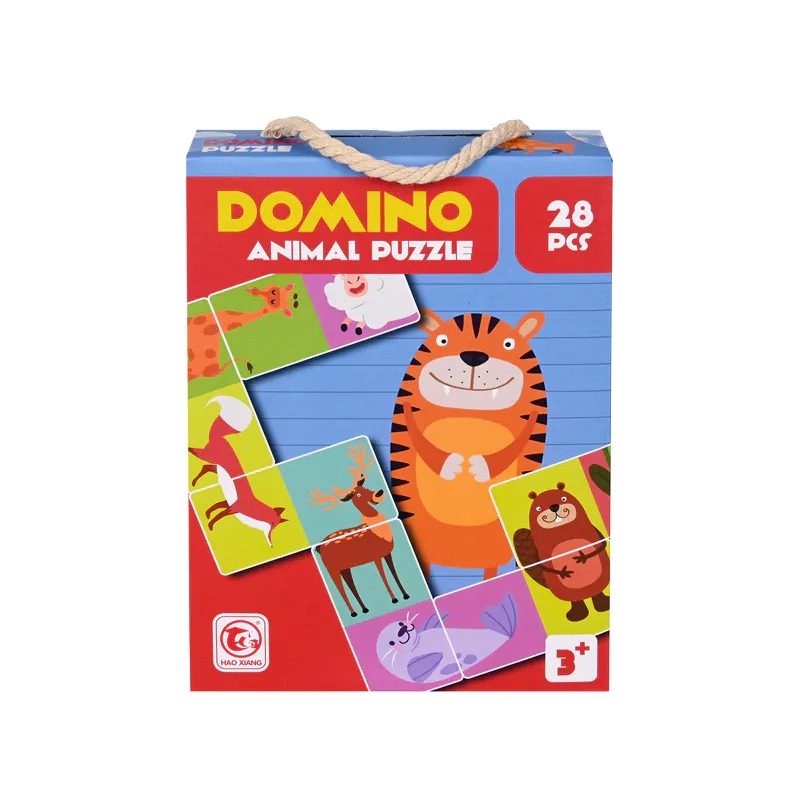 83c06f7f5a4ba4d253d69b98ca360360 Занимателна игра Домино - Пъзел - Животни /28 елемента/ - Image 1