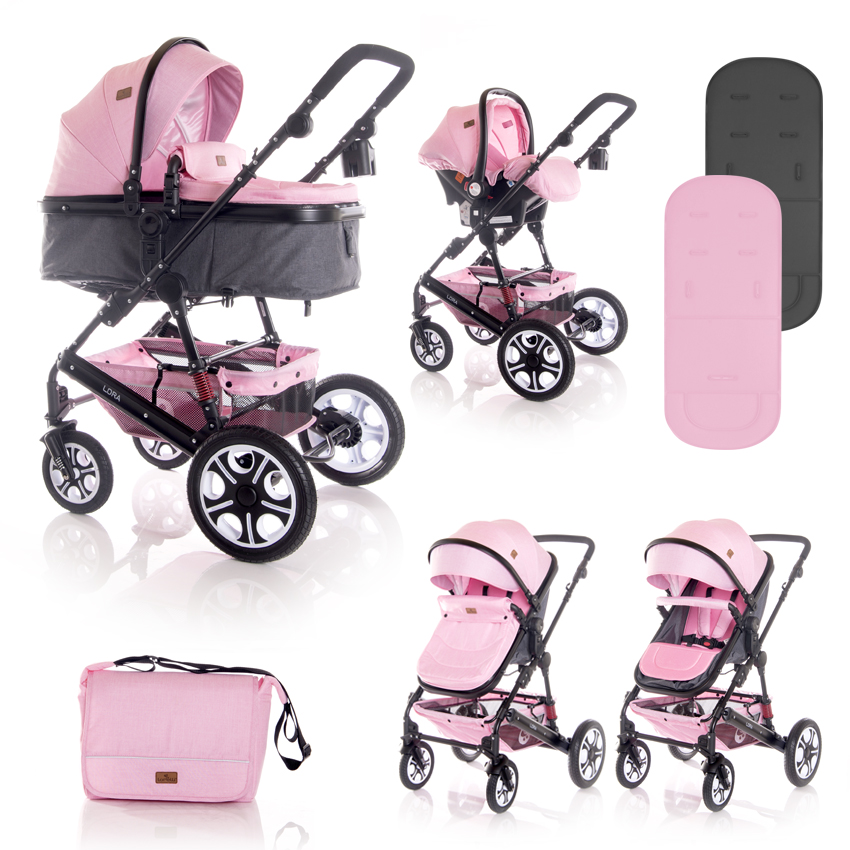8446eb596e00677070106fe28d2b67a9 ДЕТСКА КОЛИЧКА LORA SET PINK - Image 1