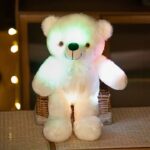 Плюшено мече със LED светлини, екрю - Снимка
