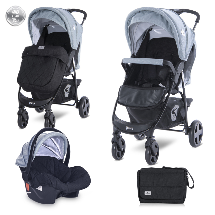 c947e548540c0bdf15a96b03bbd84f83 ДЕТСКА КОЛИЧКА DAISY BASIC SET BLACK & SILVER BLUE - Image 1