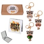 Подаръчен комплект - Best Teacher с огледало и ключодържател бухал - Image 2