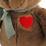 Плюшено мече с червено сърцице, кафяво - Image 5