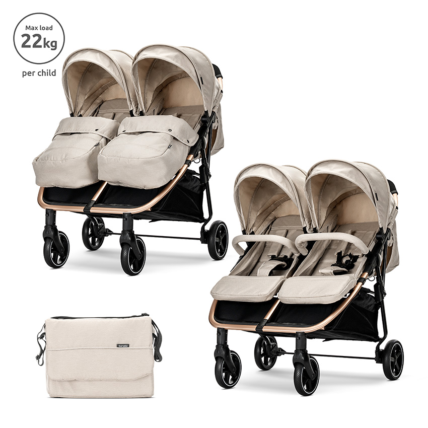 10021542507_1 ДЕТСКА КОЛИЧКА DUO BEIGE до 22 кг за близнаци - Image 1