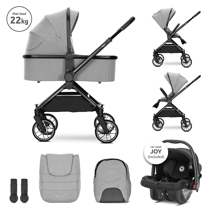 10021952406 ДЕТСКА КОЛИЧКА REYA 3in1 GREY с реверсивна дръжка - Image 1
