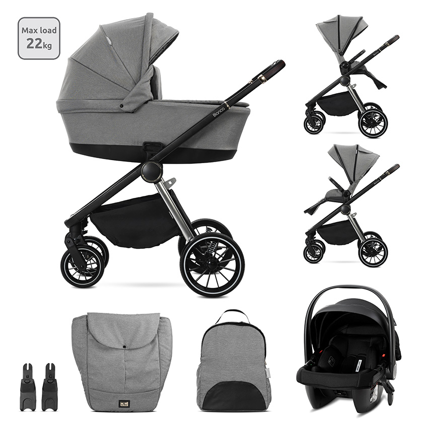 10022012506_0 ДЕТСКА КОЛИЧКА BIANCA GREY 3 В 1 до 22кг с кош за новор - Image 1