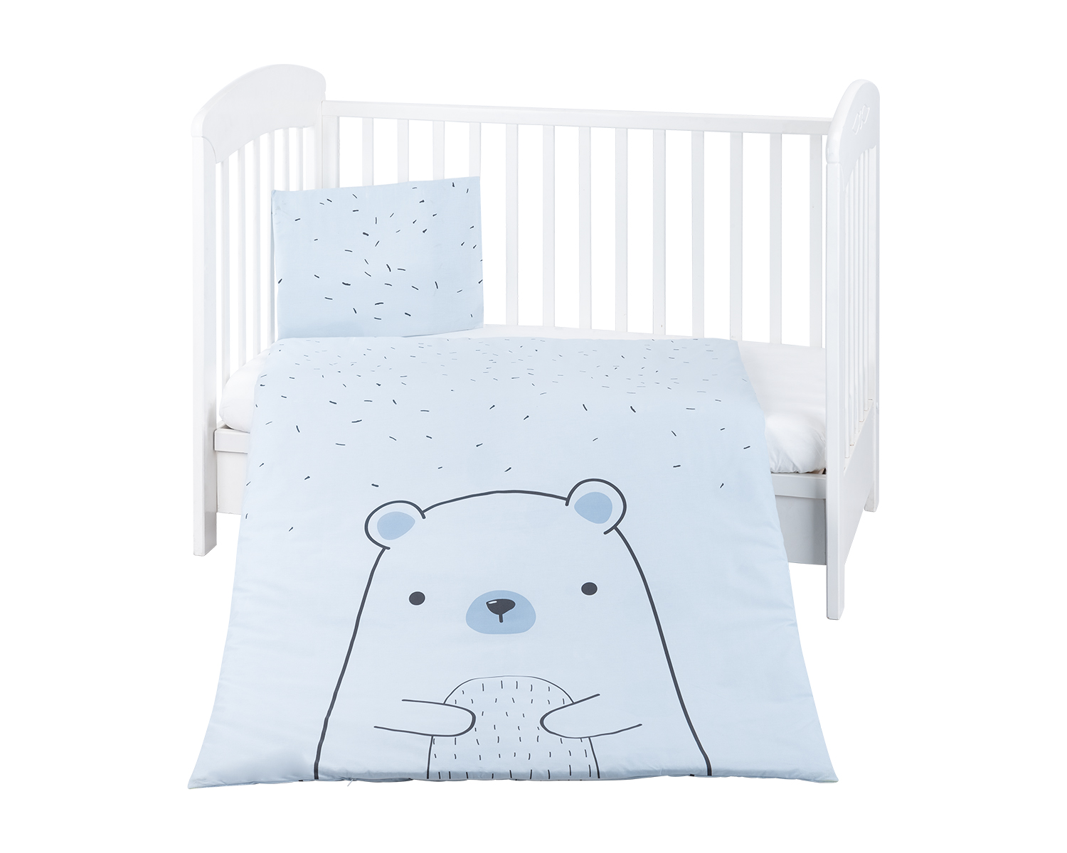 bear-with-me-3-5pcs-blue-white-sheet-1 Бебешки спален комплект 5 части Bear with me Blue - Image 1