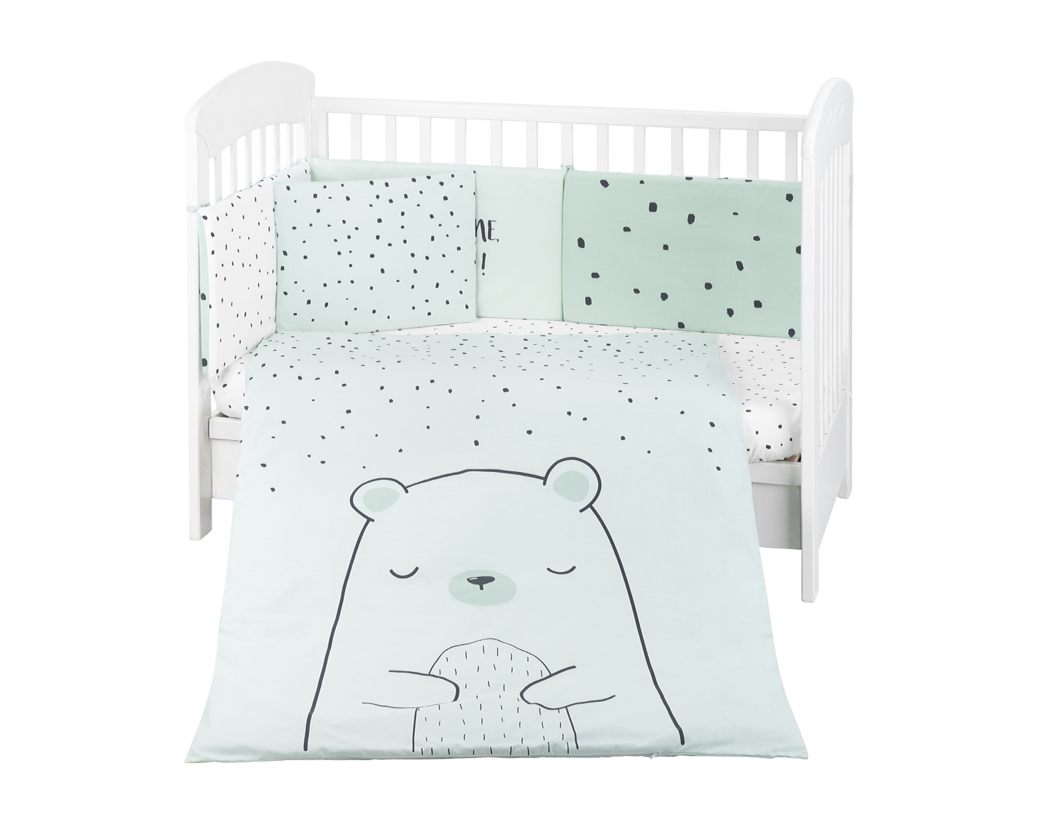 bearwithme_mint_6pcs_web_1 Бебешки спален комплект 6 части 70/140 Bear with me Mint - Image 1