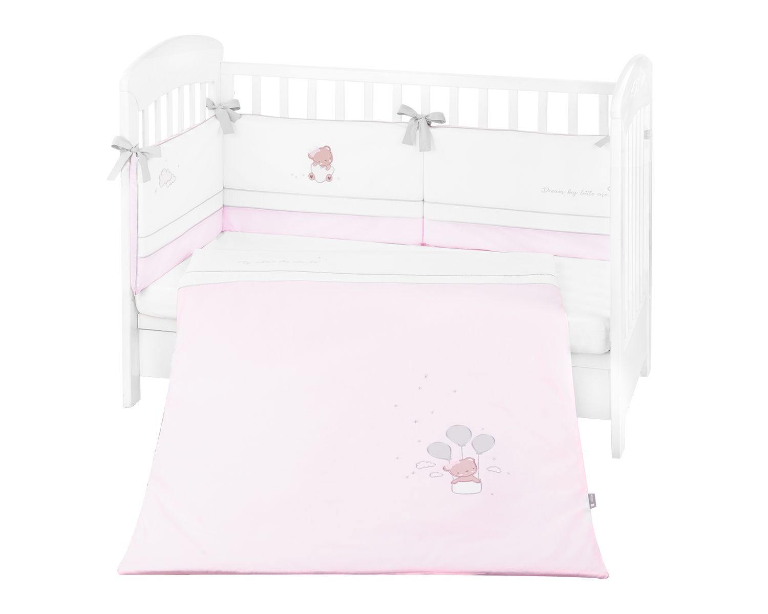 Бебешки спален комплект с бродерия 2 части EU style 60/120 Dream Big Pink - Image 1