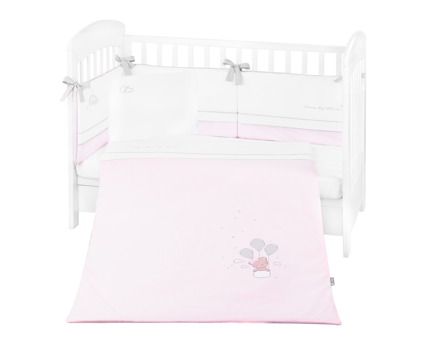 Бебешки спален комплект с бродерия 6 части 70/140 Dream Big Pink - Image 1