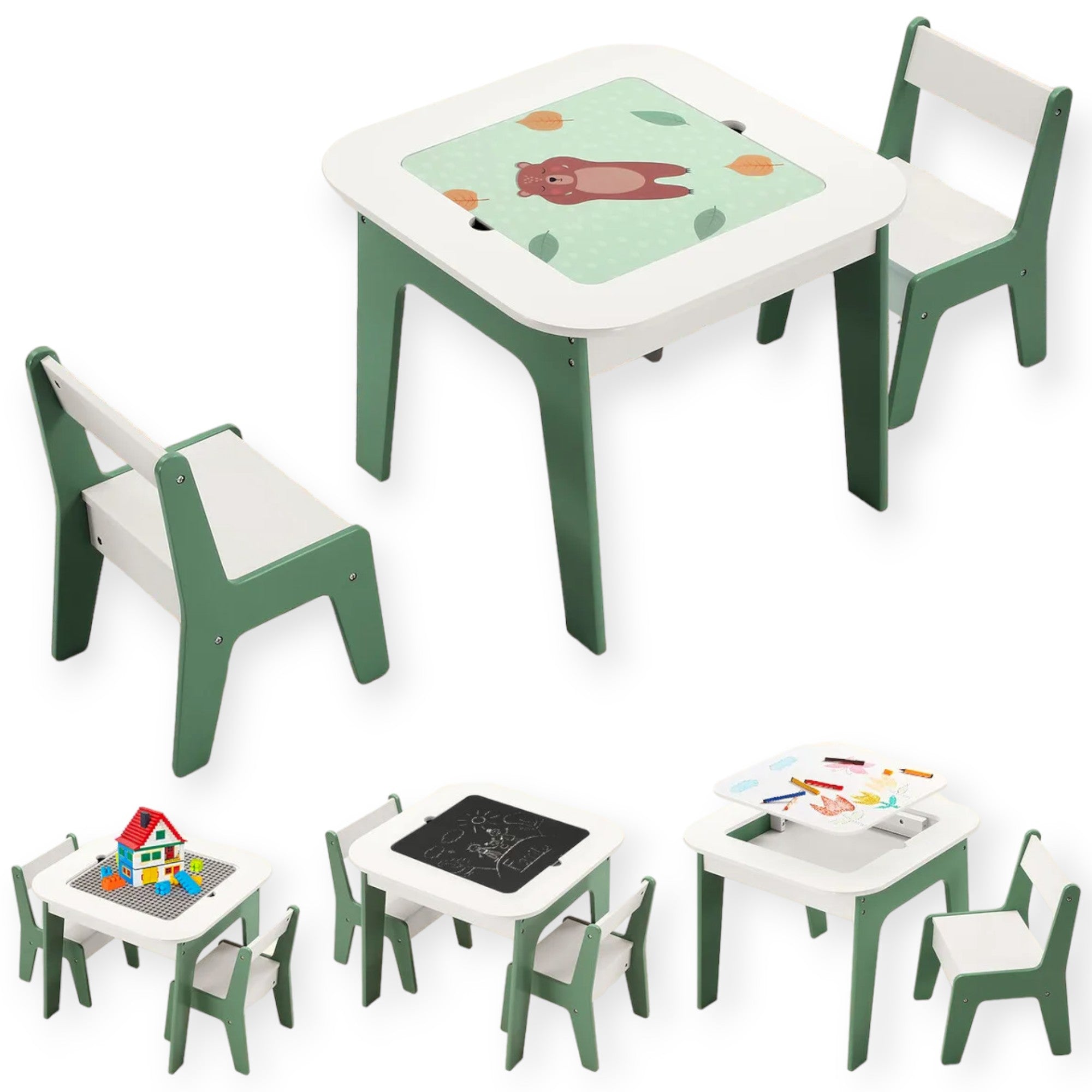 detska-masichka-sas-stolcheta-4-v-1-ginger-home-2-plota-cherna-daska-i-plot-za-redene-na-konstruktori-tip-lego-forest-tf6808 Детска Масичка със Столчета 4 в 1 GINGER HOME, 2 Плота, Черна дъска и Плот за Редене на Конструктори тип LEGO, Forest - Image 1