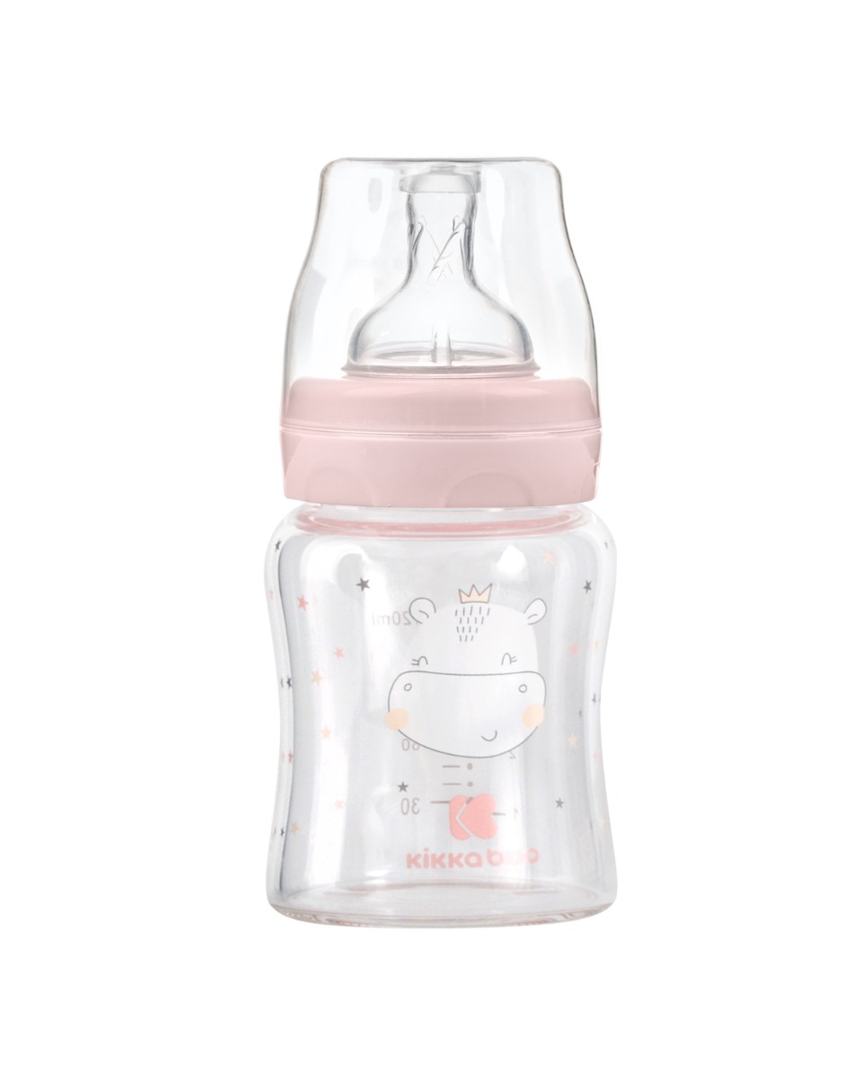 Шише стъклено 120мл Hippo Dreams Pink - Image 1