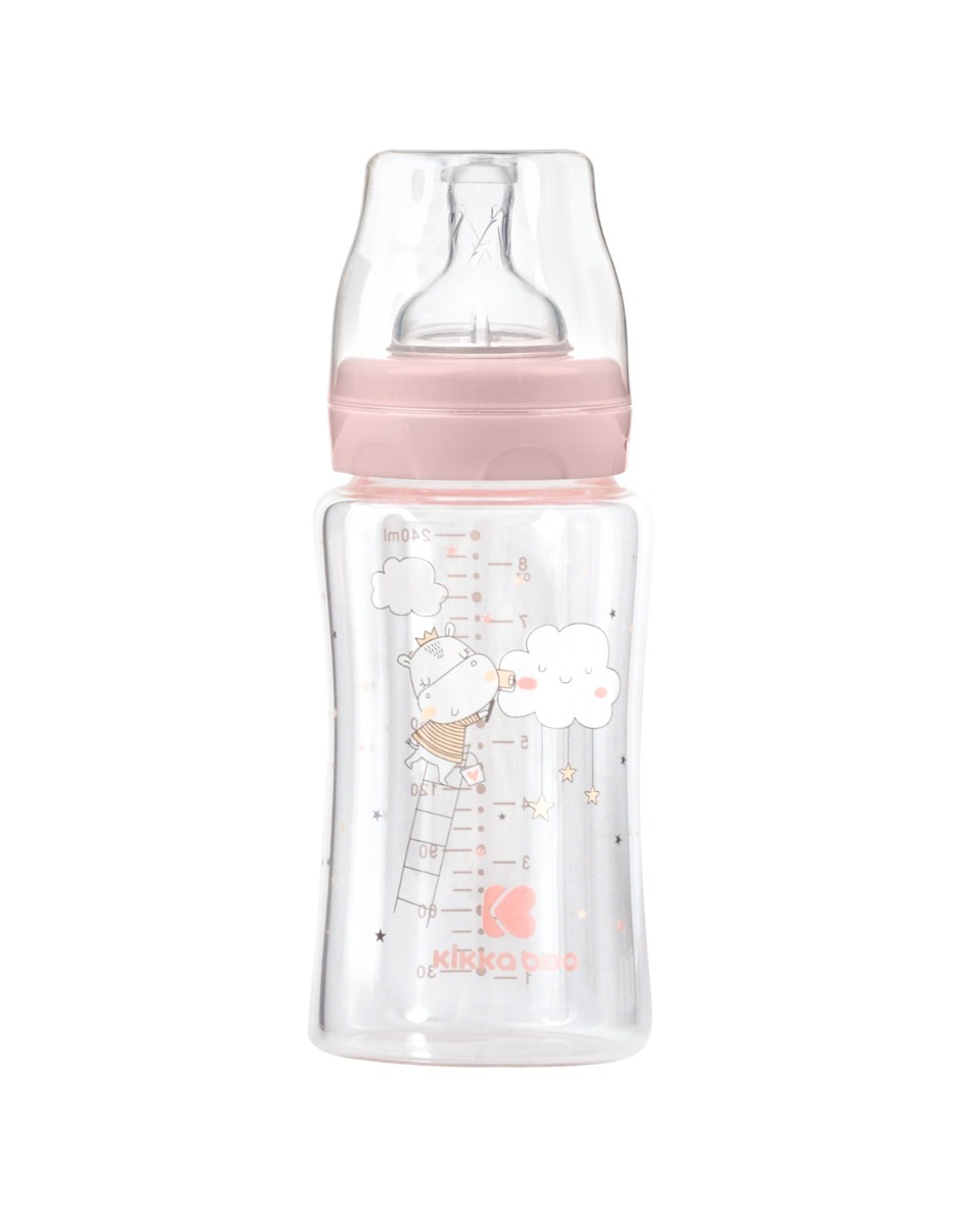 Шише стъклено 240мл Hippo Dreams Pink - Image 1