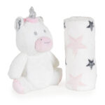 Бебешко одеяло 90/75 cm с играчка Unicorn Stars