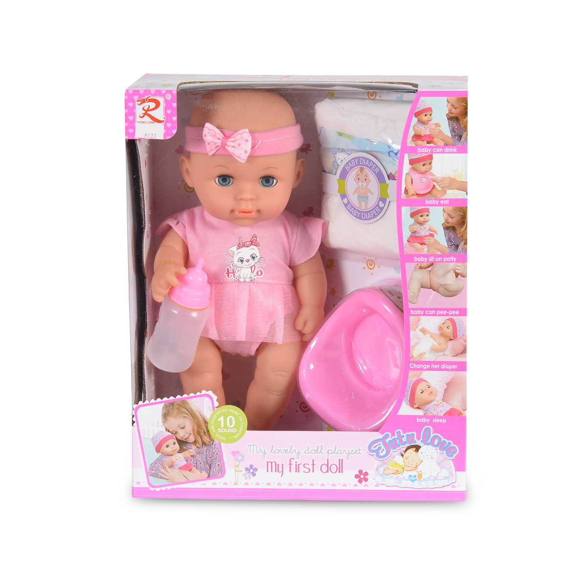 image Кукла 31cm пишкаща с гърне розово 8123 - Image 1