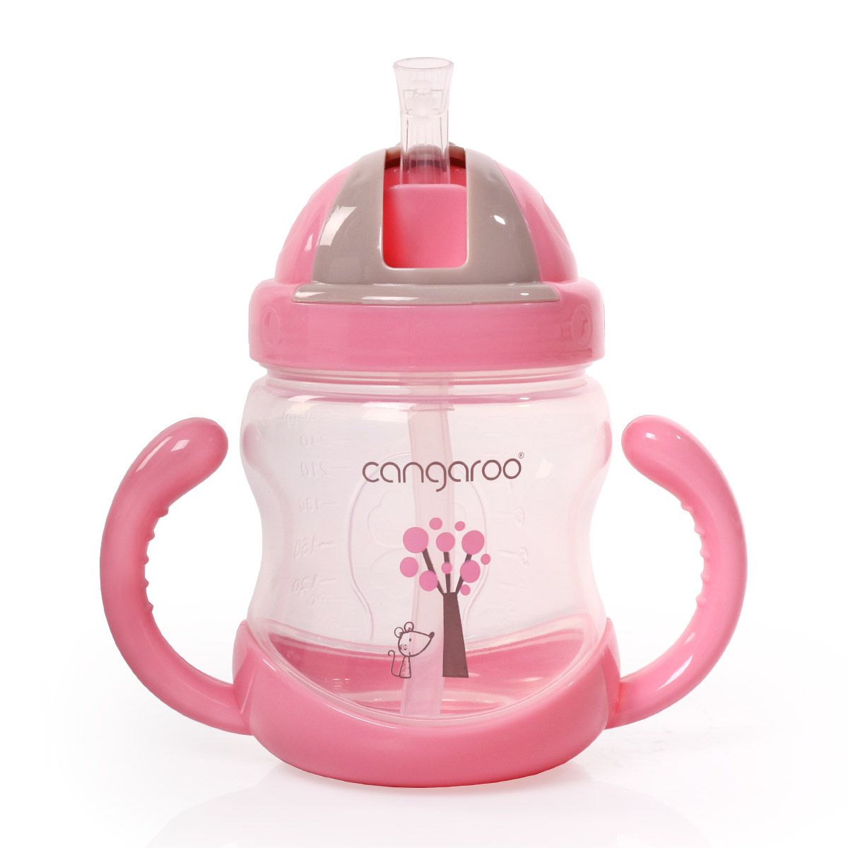 image Чаша с пластмасова сламка 280ml Boo C0582 розов - Image 1