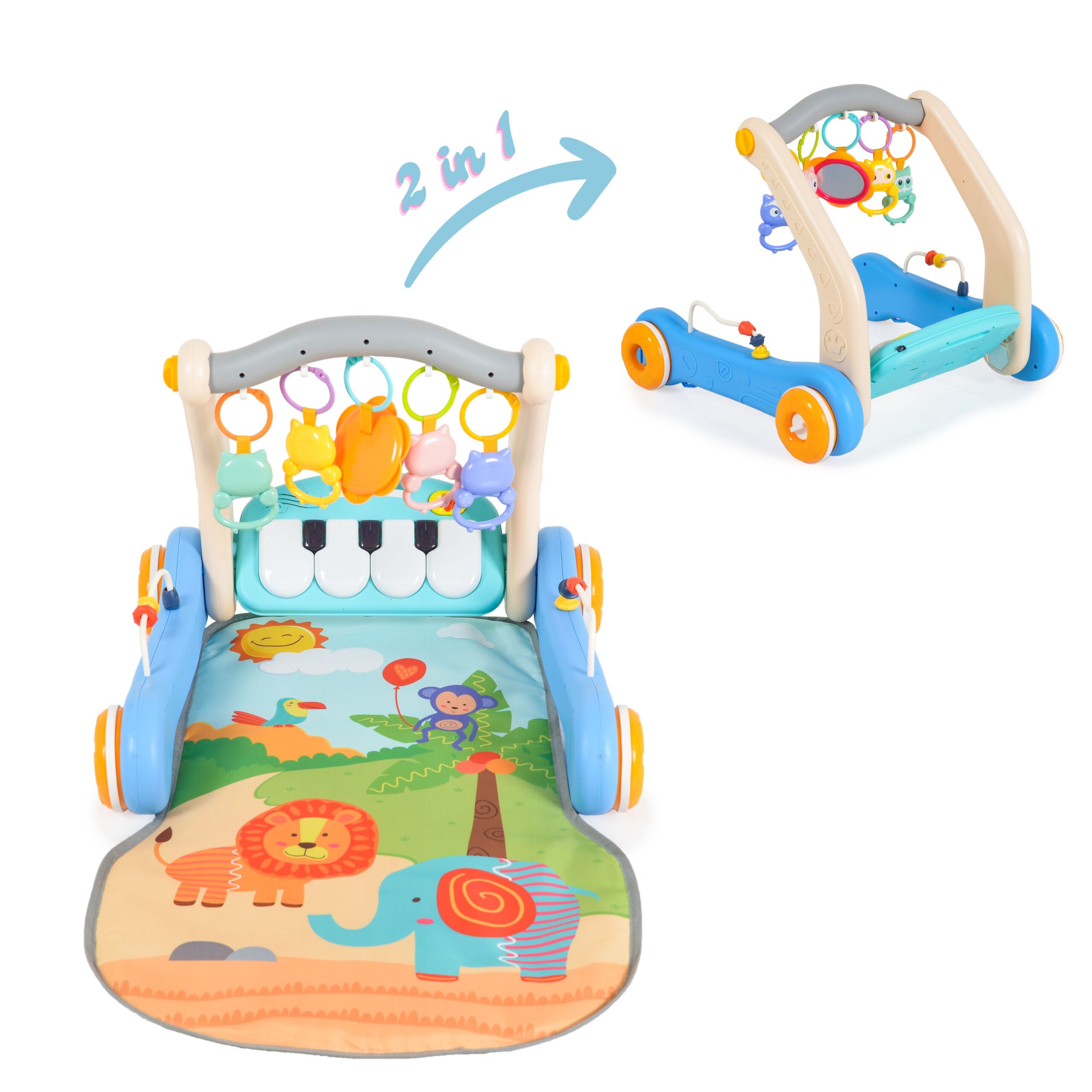xr:d:DAF2HeSUtBA:19,j:4749457153793284970,t:23120514 Играчка за прохождане 2в1 Piano blue HE0637 - Image 1