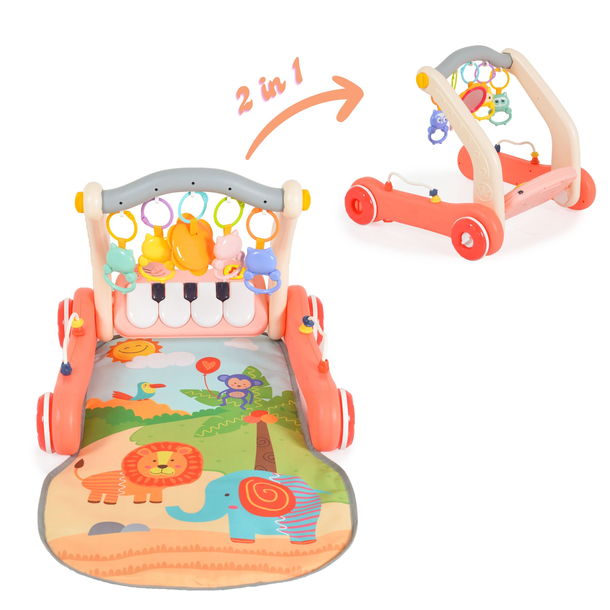 xr:d:DAF2HeSUtBA:19,j:4749457153793284970,t:23120514 Играчка за прохождане 2в1 Piano pink HE0638 - Image 1