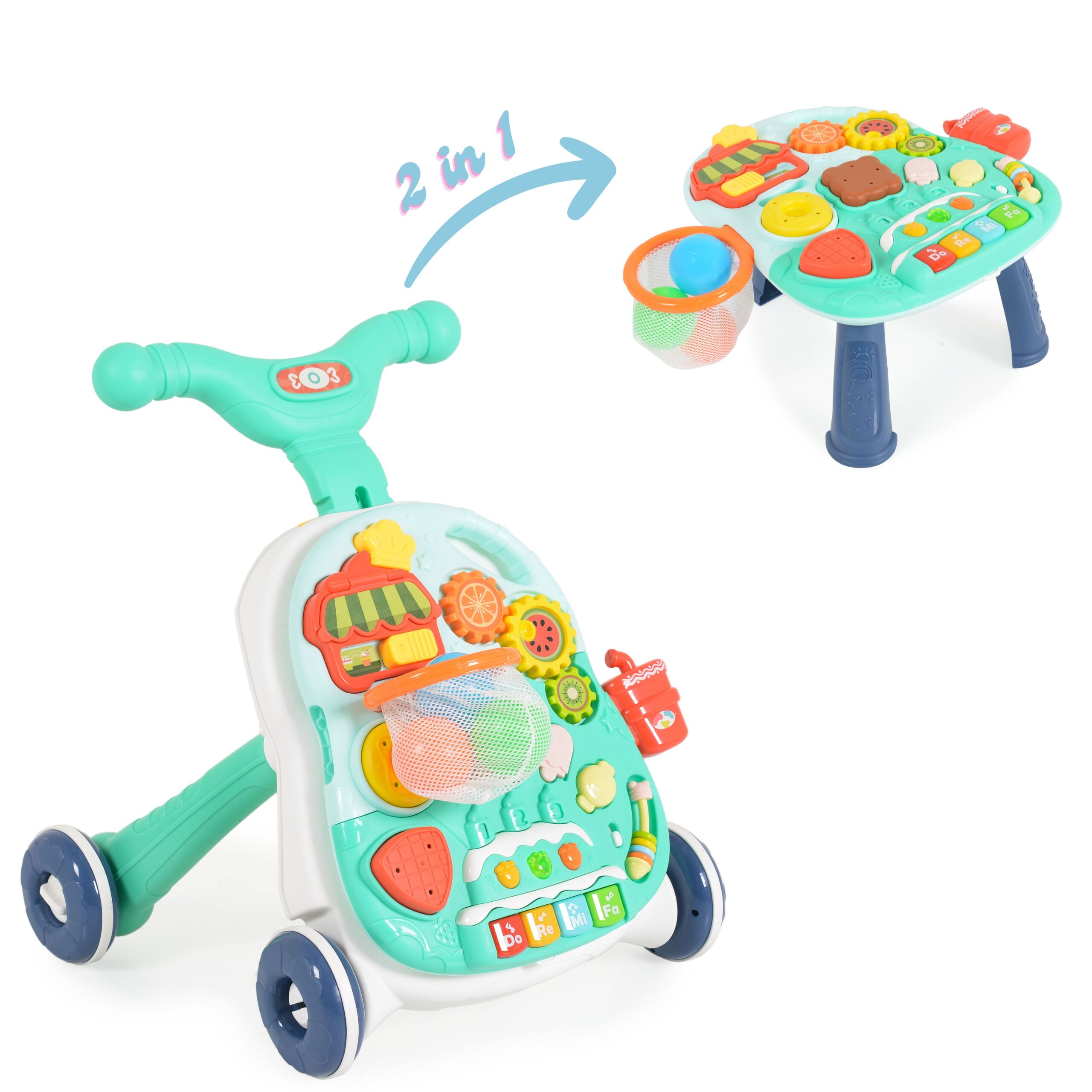 image Играчка за прохождане 2в1 Basket син - Image 1