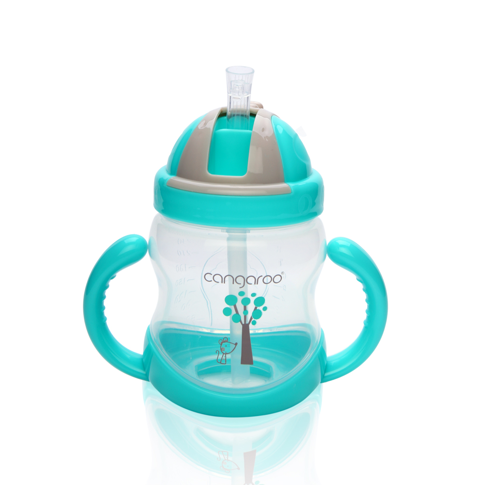 image Чаша с пластмасова сламка 280ml Boo C0582 син - Image 1