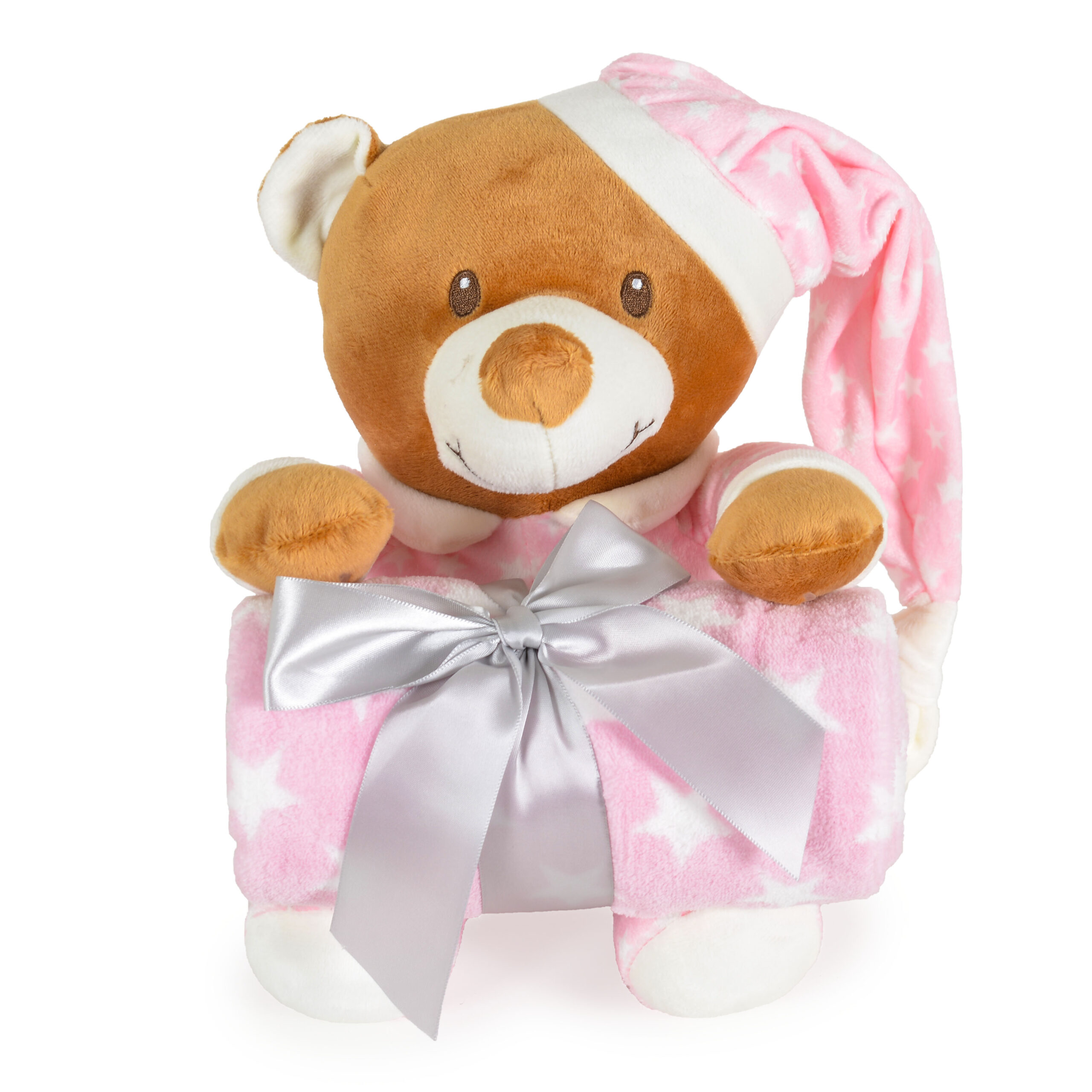 image Одеяло 90/75 cm с играчка Addie Bear розов - Image 1