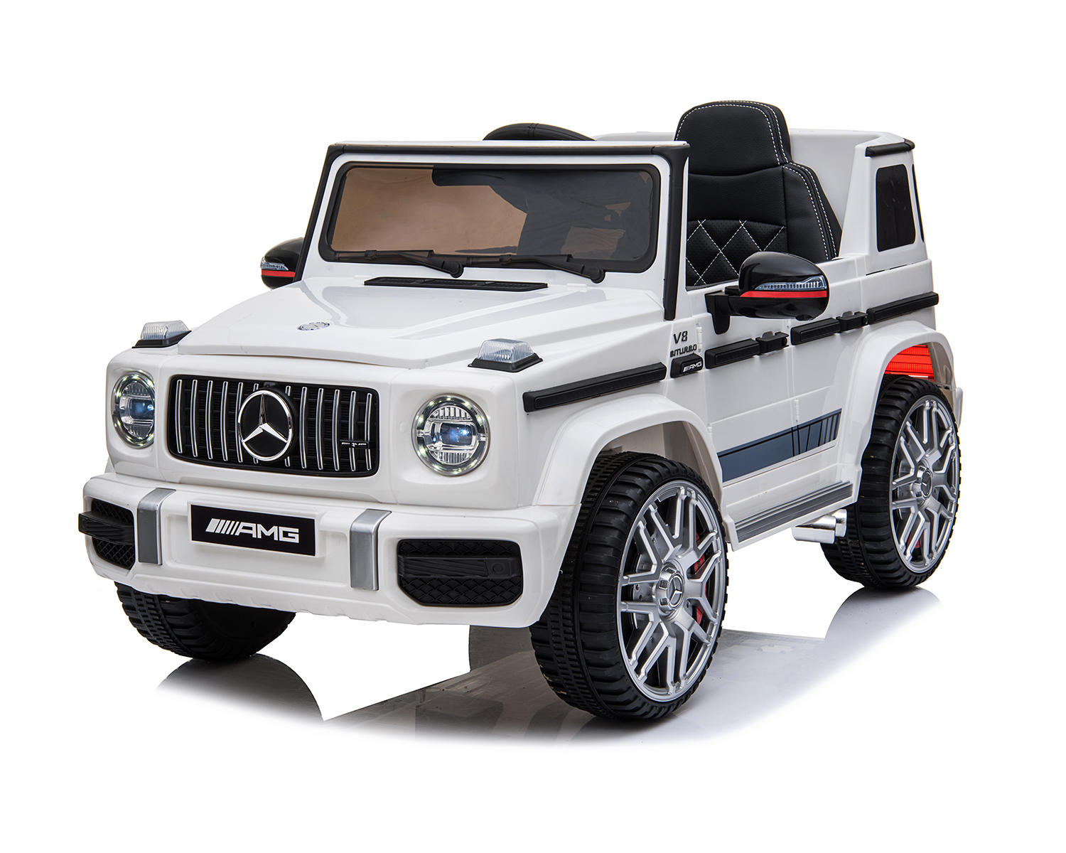 mercedes-g63-white Акумулаторна кола Licensed Mercedes AMG G63 White + батерия 12V7AH - Image 1