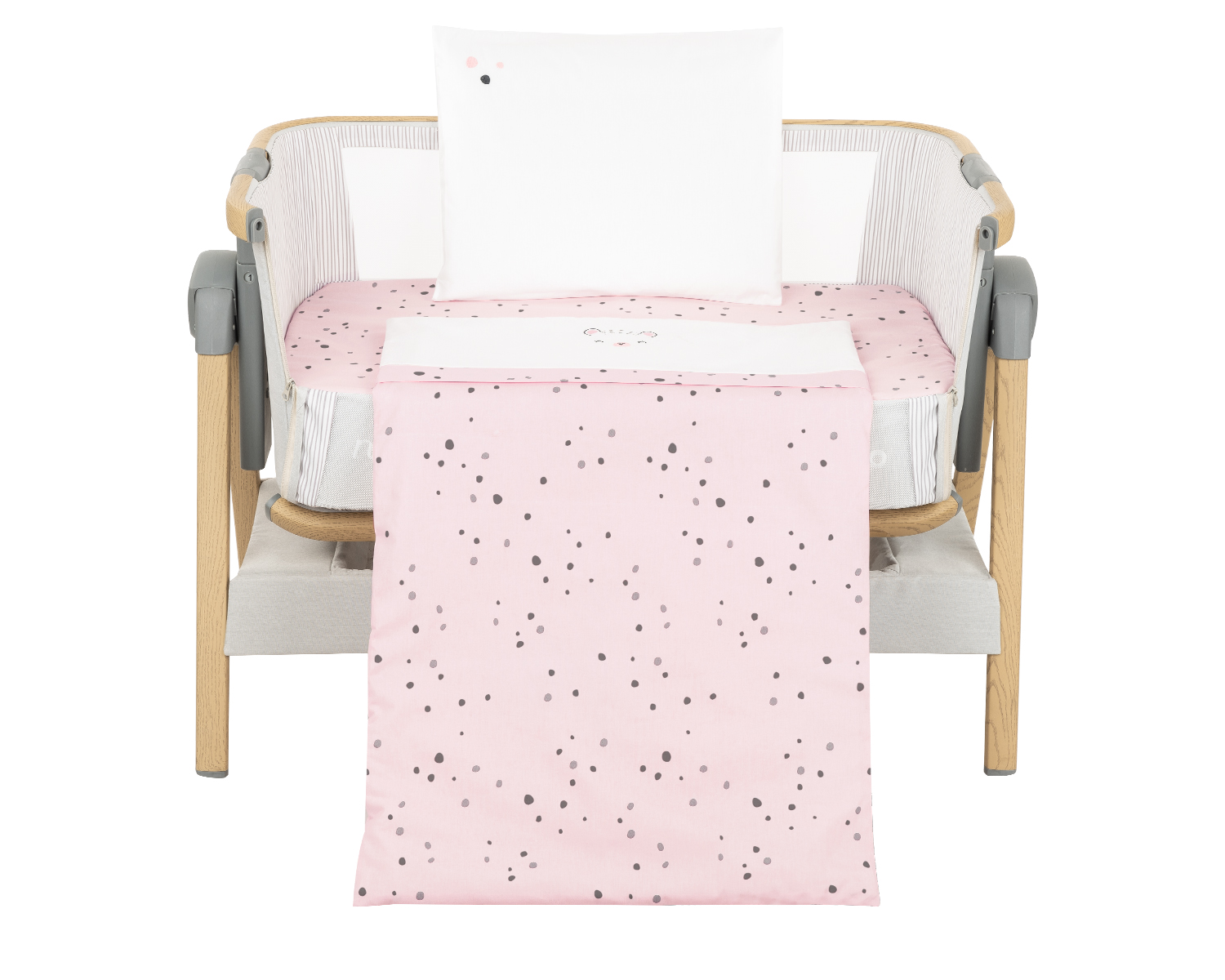 minicotbeddingset-bearwithme-pink-1-41101050069-web Бебешки спален комплект за мини-кошара 5ч Bear with me Pink - Image 1
