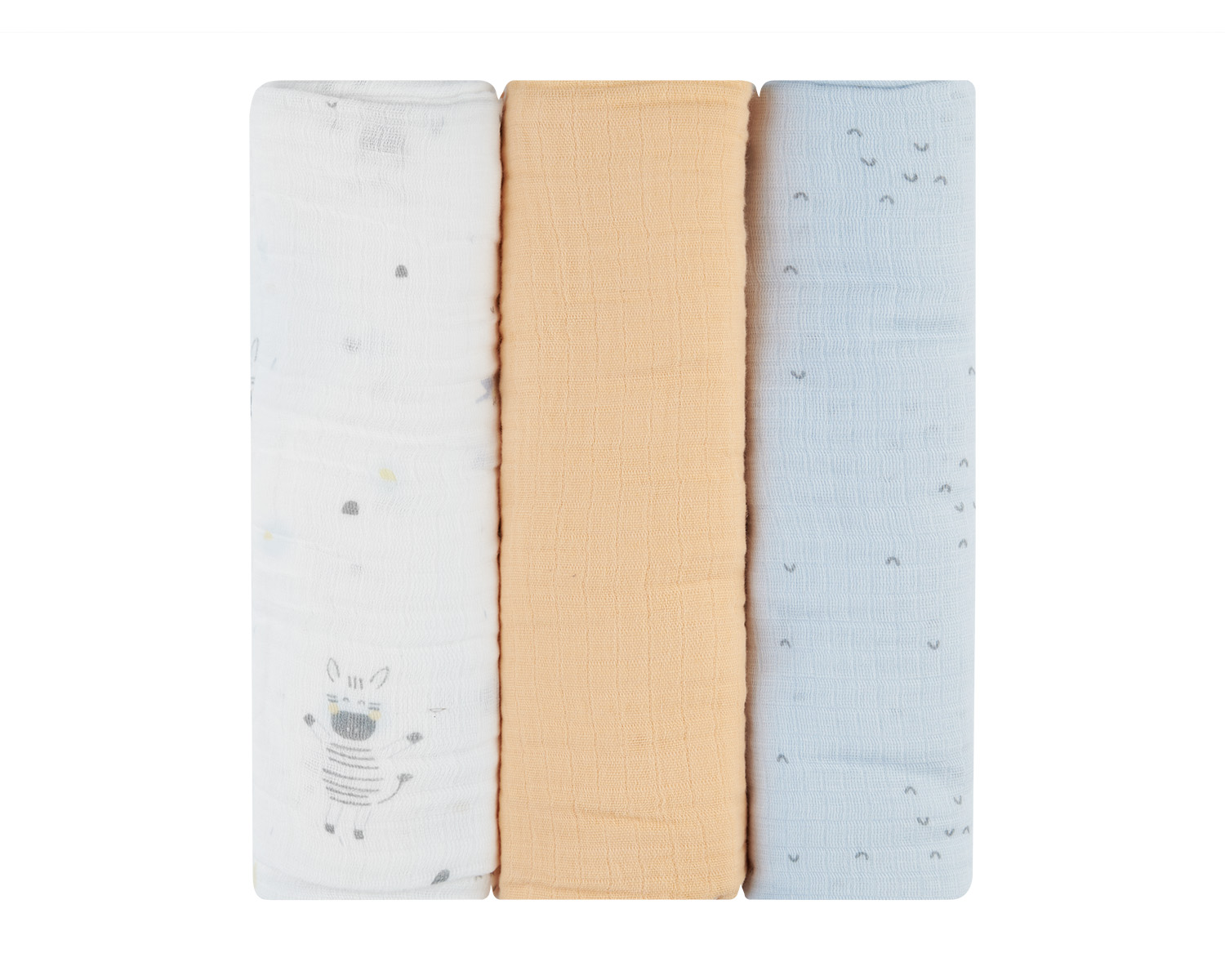 Комплект 3 бр муселинови пелени 100х100 см Stripy Friends - Image 1