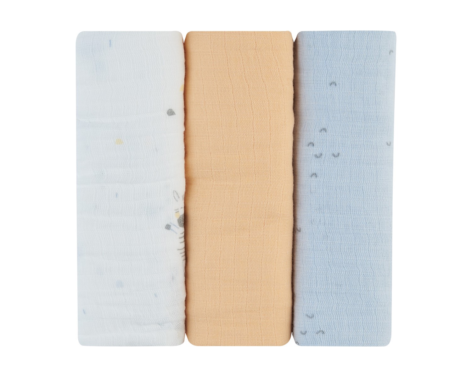 Комплект 3 бр муселинови пелени 75х75 см Stripy Friends - Image 1