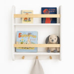 Стенна Детска Етажерка GINGER HOME – Бяла, с Рафтове и Закачалки