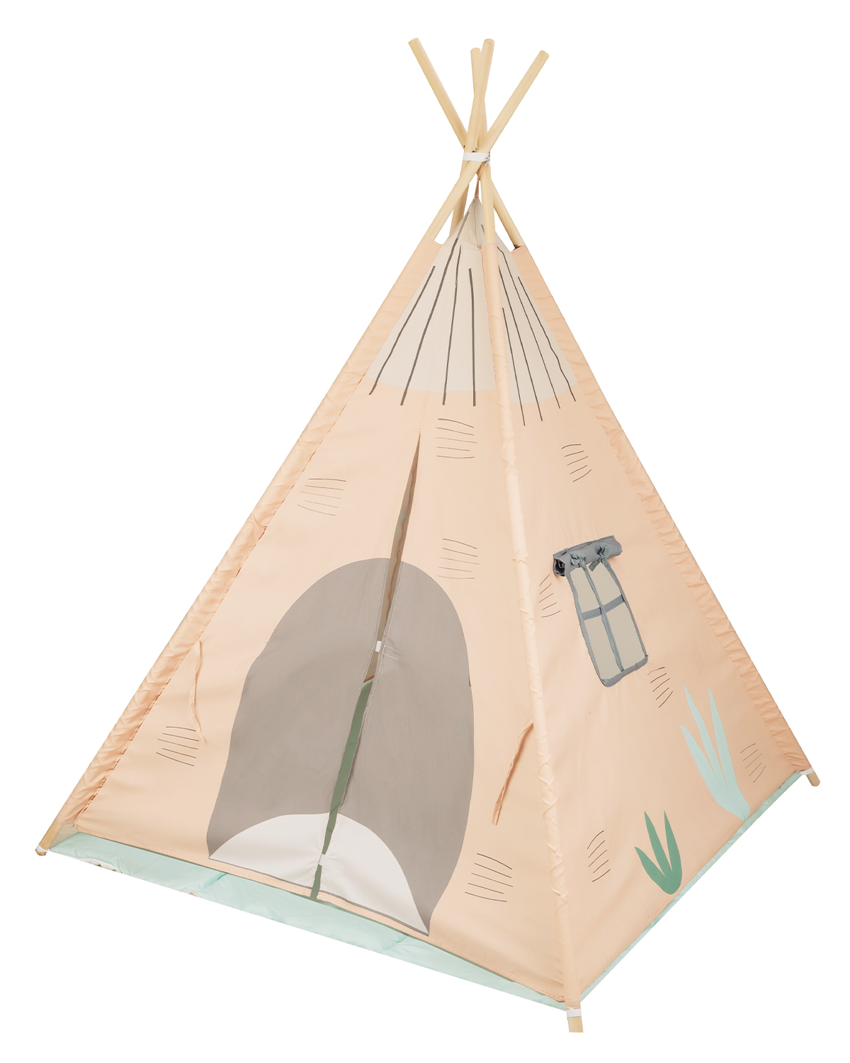 teepee_orange_1 Дървена палатка за игра с мека подложка - Orange House - Снимка