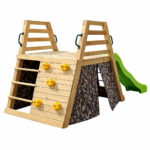 Детска дървена пързалка с катерушка за двор GINGER HOME, 285×152×123 см - Image 2