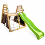 Детска дървена пързалка с катерушка за двор GINGER HOME, 285×152×123 см