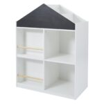 Детска Етажерка за Играчки и Книги GINGER HOME, Къща с Рафтoве и Дъска за Рисуване, Монтесори, Бяла, 72.5x40x95.8 см - Image 2