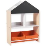 Етажерка за Играчки и Книжки GINGER HOME, Черна Дъска за Писане, Къщичка, Дърво - Image 4