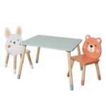Детска Дървена Маса с 2 Столчета GINGER HOME – Мече и Зайче, Комплект за Игра и Учене - Image 3
