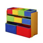 Детски Дървен Органайзер, Етажерка, Шкаф, Секция за Съхранение на Играчки и Книжки - 3 нива с 9 Текстилни Кутии - COLORS - Image 4