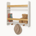 Стенна Детска Етажерка GINGER HOME – Бяла, с Рафтове и Закачалки - Снимка 9