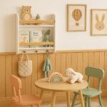 Стенна Детска Етажерка GINGER HOME – Бяла, с Рафтове и Закачалки - Снимка 10